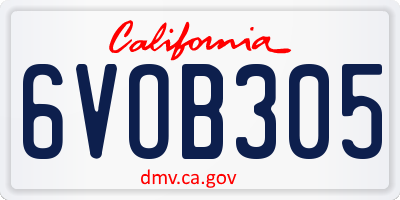 CA license plate 6VOB305