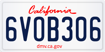 CA license plate 6VOB306