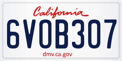 CA license plate 6VOB307