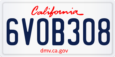 CA license plate 6VOB308