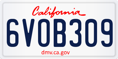 CA license plate 6VOB309