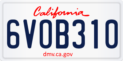 CA license plate 6VOB310