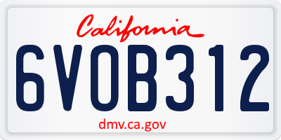 CA license plate 6VOB312