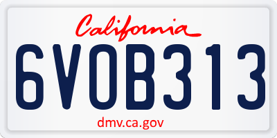 CA license plate 6VOB313