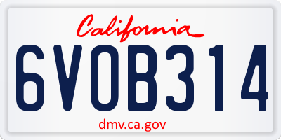 CA license plate 6VOB314