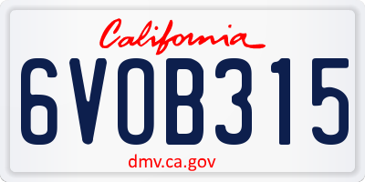 CA license plate 6VOB315