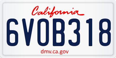 CA license plate 6VOB318