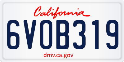 CA license plate 6VOB319