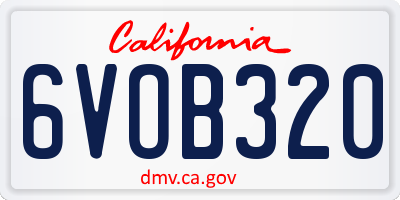 CA license plate 6VOB320