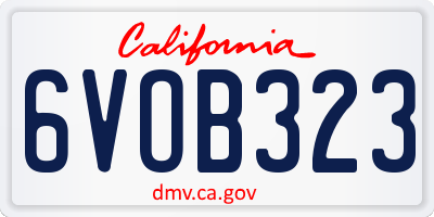 CA license plate 6VOB323