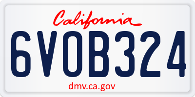 CA license plate 6VOB324