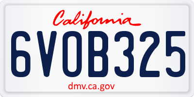 CA license plate 6VOB325