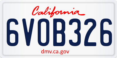CA license plate 6VOB326