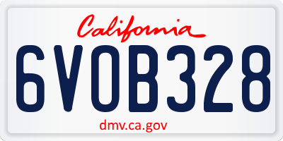 CA license plate 6VOB328