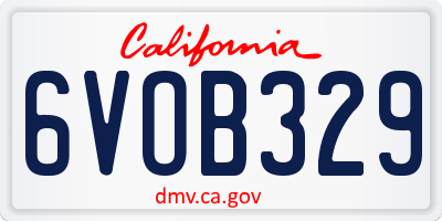 CA license plate 6VOB329