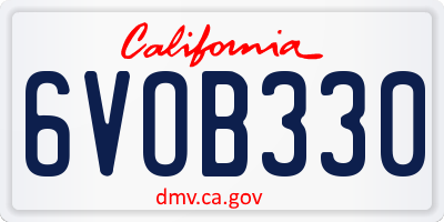 CA license plate 6VOB330