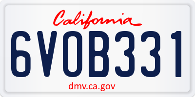 CA license plate 6VOB331