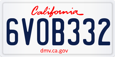 CA license plate 6VOB332