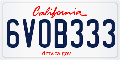 CA license plate 6VOB333