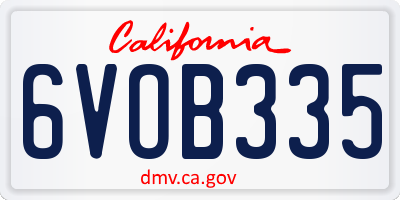 CA license plate 6VOB335