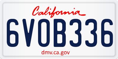 CA license plate 6VOB336