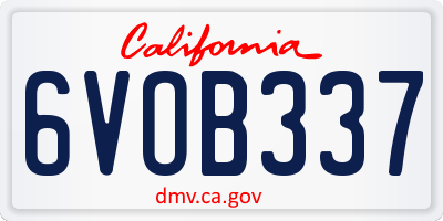 CA license plate 6VOB337