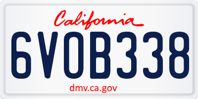 CA license plate 6VOB338