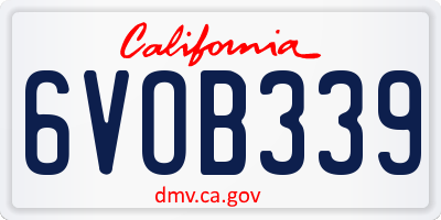 CA license plate 6VOB339