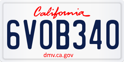 CA license plate 6VOB340