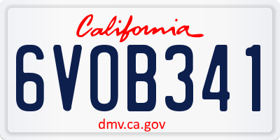 CA license plate 6VOB341