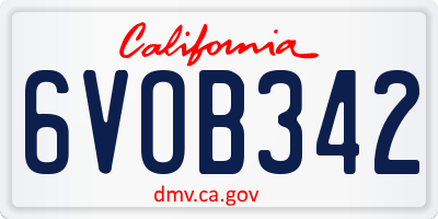 CA license plate 6VOB342