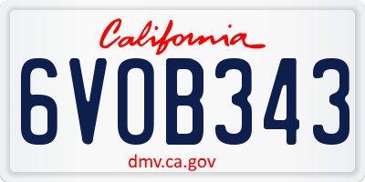 CA license plate 6VOB343