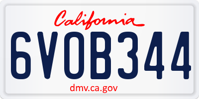 CA license plate 6VOB344
