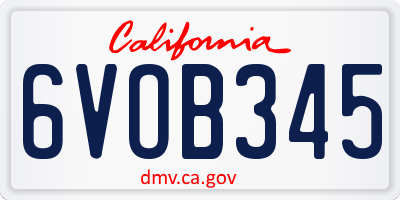 CA license plate 6VOB345