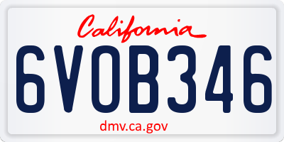 CA license plate 6VOB346