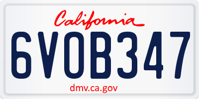 CA license plate 6VOB347
