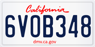 CA license plate 6VOB348