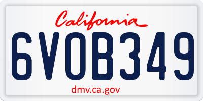 CA license plate 6VOB349