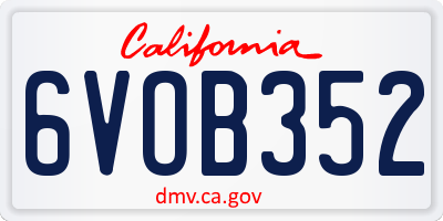 CA license plate 6VOB352