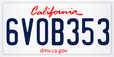 CA license plate 6VOB353