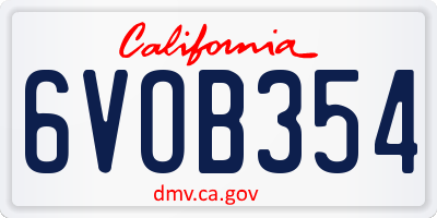 CA license plate 6VOB354