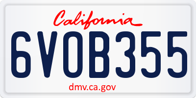 CA license plate 6VOB355