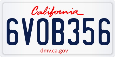 CA license plate 6VOB356