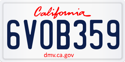 CA license plate 6VOB359