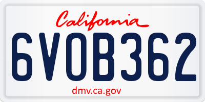 CA license plate 6VOB362