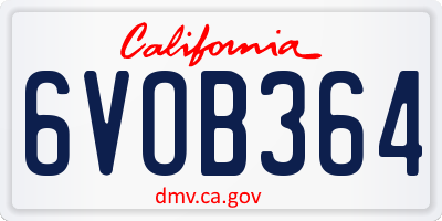 CA license plate 6VOB364