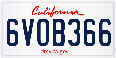 CA license plate 6VOB366