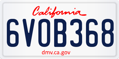 CA license plate 6VOB368