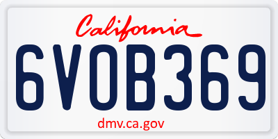 CA license plate 6VOB369