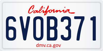 CA license plate 6VOB371
